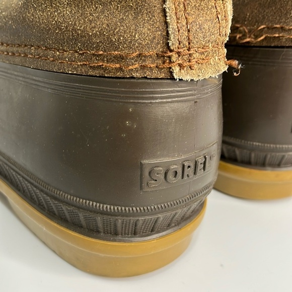 Sorel Ice Pack Boots Men 9 Winter Snow Duck Hunting Brown Leather Wool Liners - Picture 13 of 16